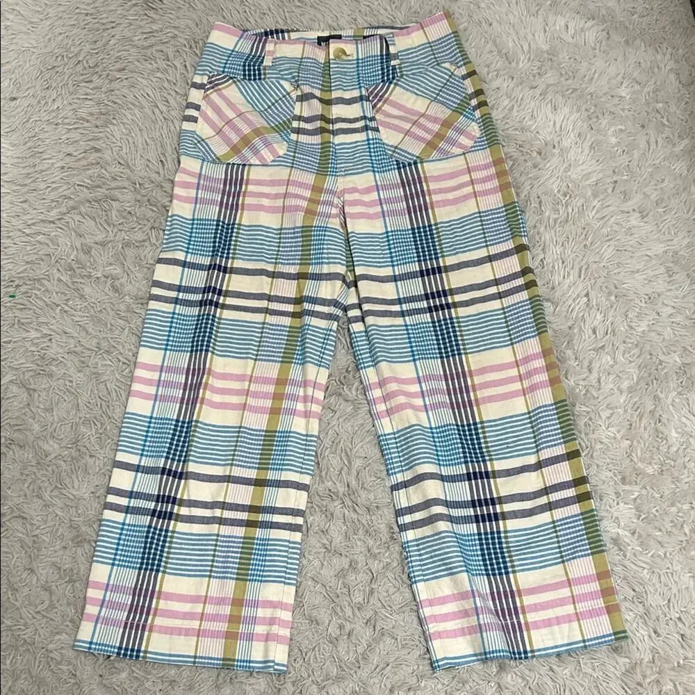Anthropologie Maeve Colette Pastel Plaid Linen - Picture 4 of 10